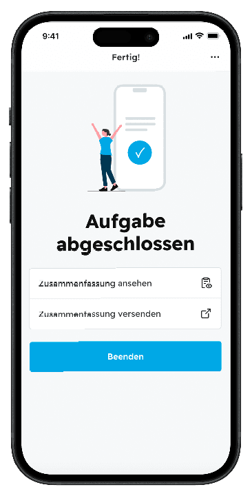 Aufgaben und Prozesse digital durchführen Kontextaktion