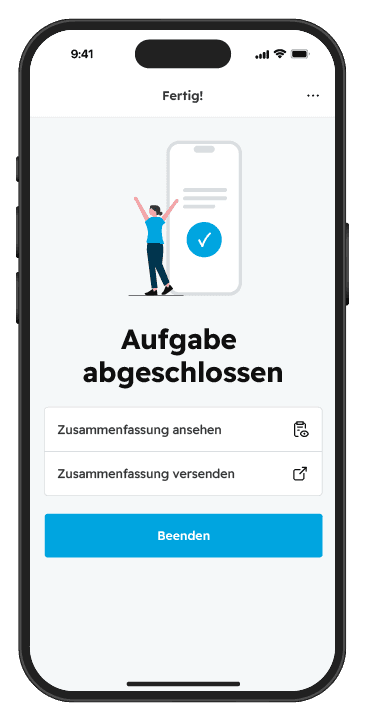 Aufgaben und Prozesse digital durchführen Kontextaktion